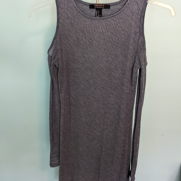 Blue-Gray Shoulderless Dress - Picture 1 of 4